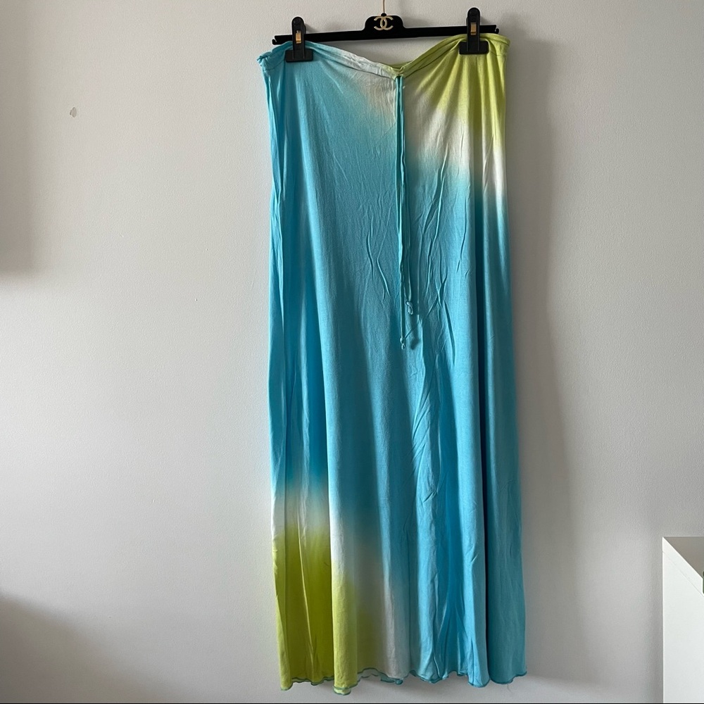 Debbie Katz South Beach blue white green drawstring maxi skirt or dress sz small